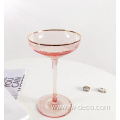 Customized colored gold rimmed glasses coupe cocktail glass